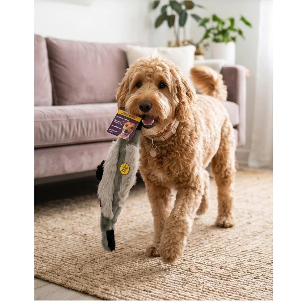 Multipet Cuddle Buddies Empty Nesters Gray Goose Stuffing Free Dog Toy NEW